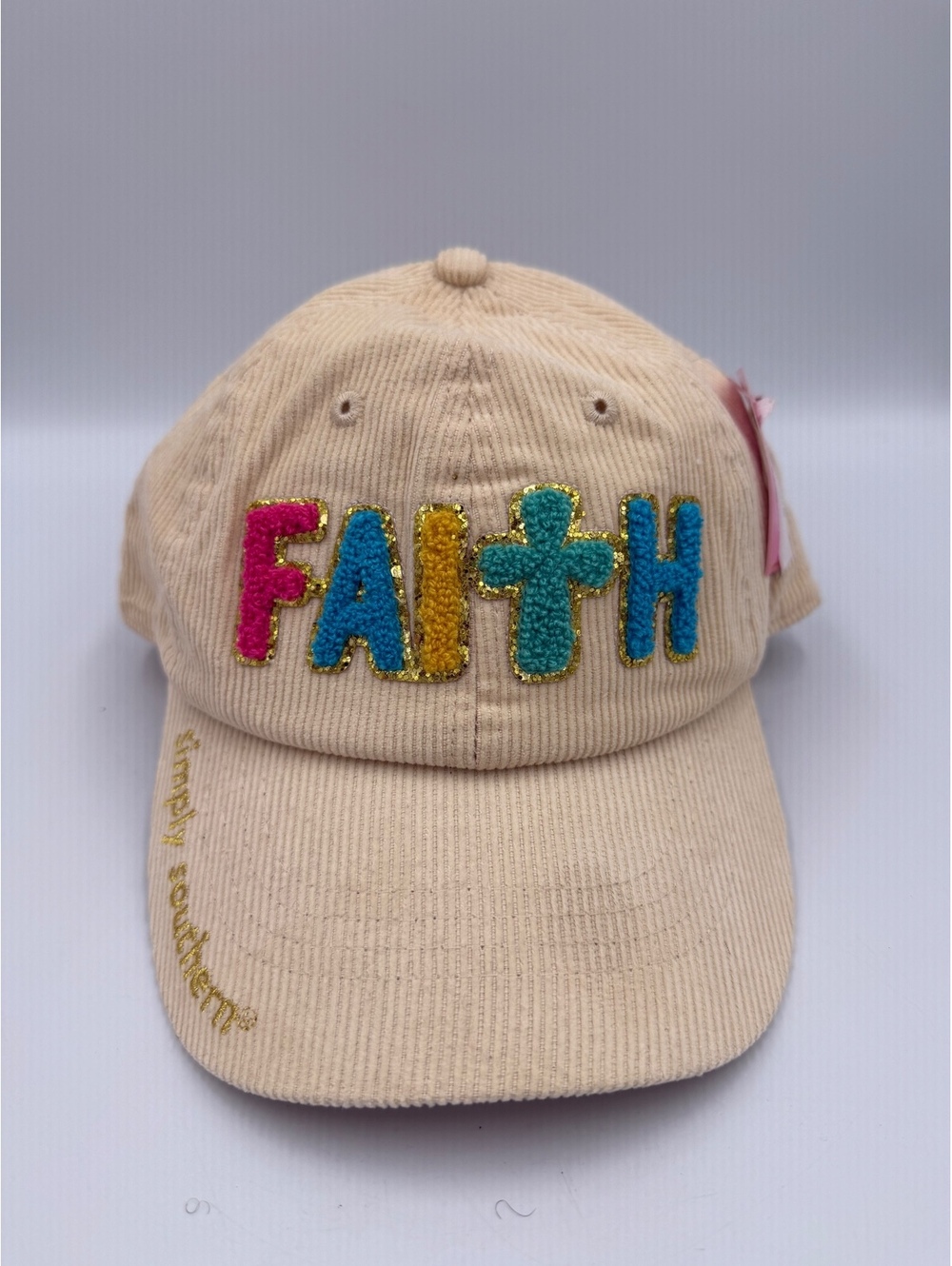 NEW with Tag Simply Southern Faith Beige Corduroy Baseball Cap